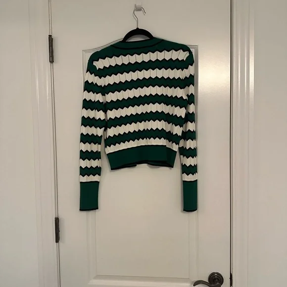 Veronica Beard Chevron Pattern Sweater in Green and Black - Picture 3 of 3
